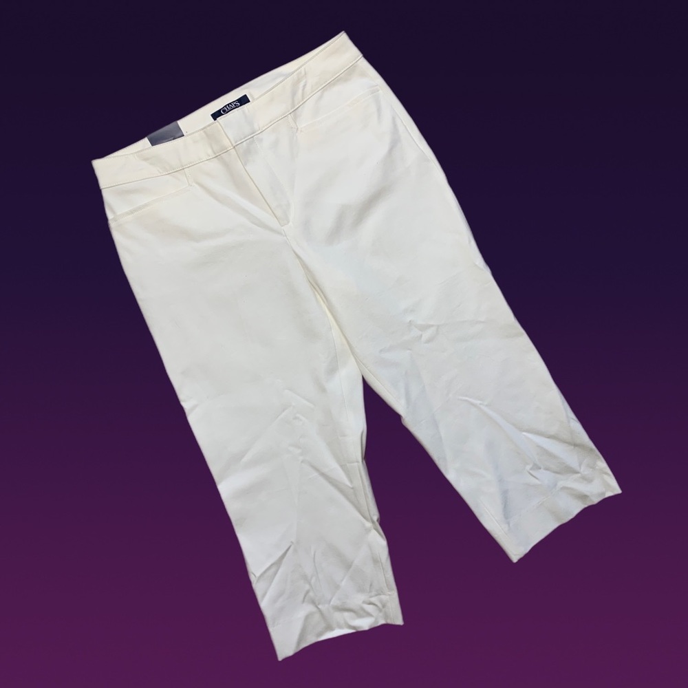 CHAPS Slimming Fit White Stretch Capri Pants Cropped  - NEW with tags - Size 12